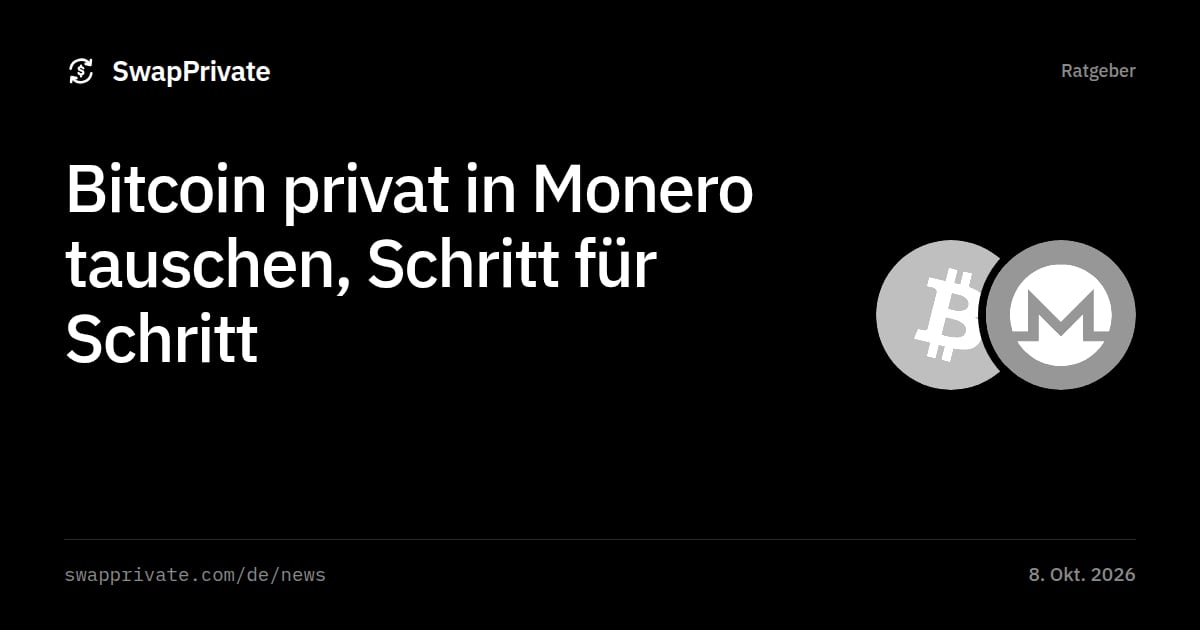 Bitcoin privat in Monero tauschen, Schritt für Schritt