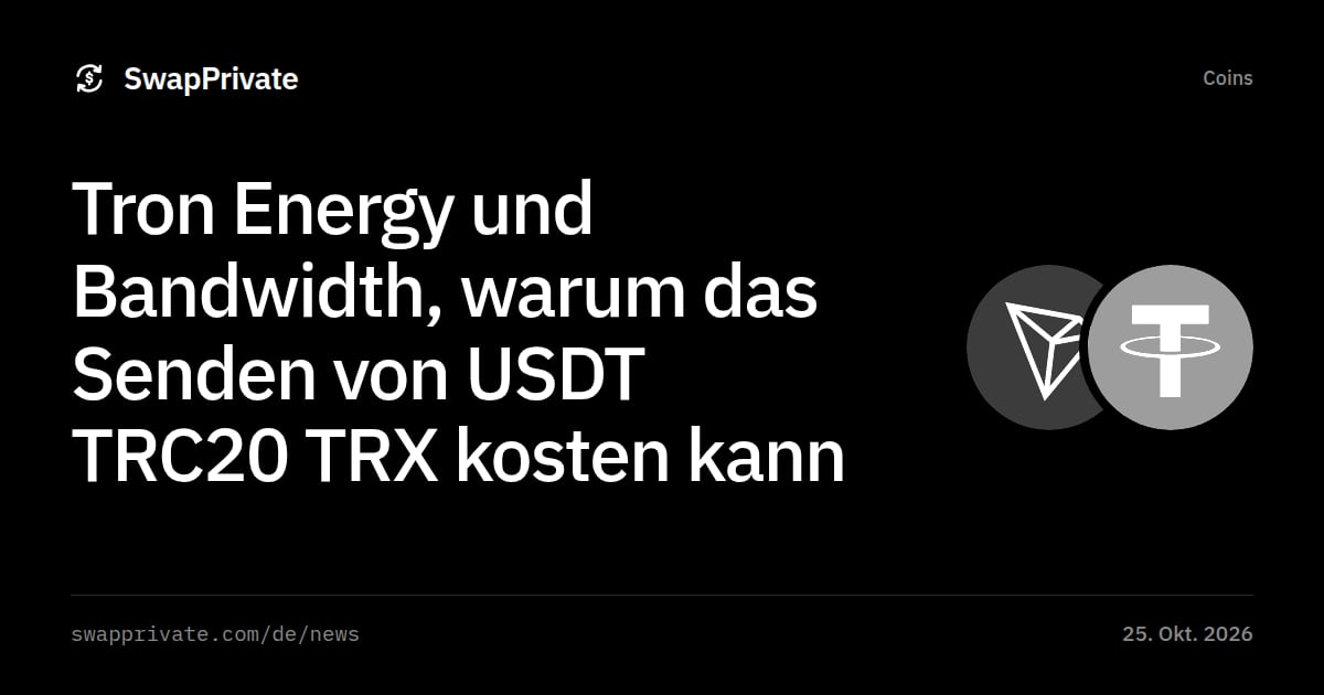 Tron Energy und Bandwidth, warum das Senden von USDT TRC20 TRX kosten kann