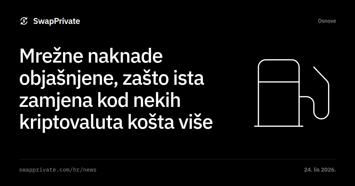 Mrežne naknade objašnjene, zašto ista zamjena kod nekih kriptovaluta košta više