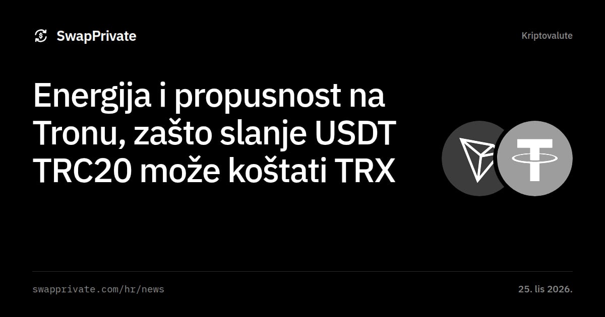 Energija i propusnost na Tronu, zašto slanje USDT TRC20 može koštati TRX