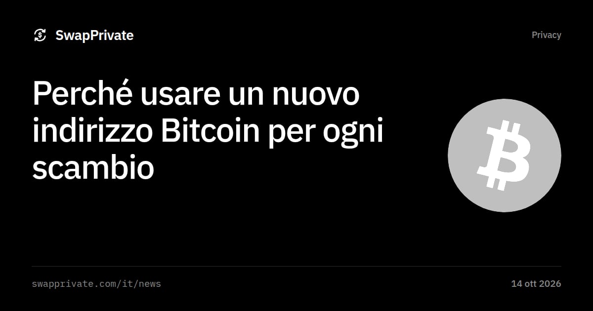 Perché usare un nuovo indirizzo Bitcoin per ogni scambio