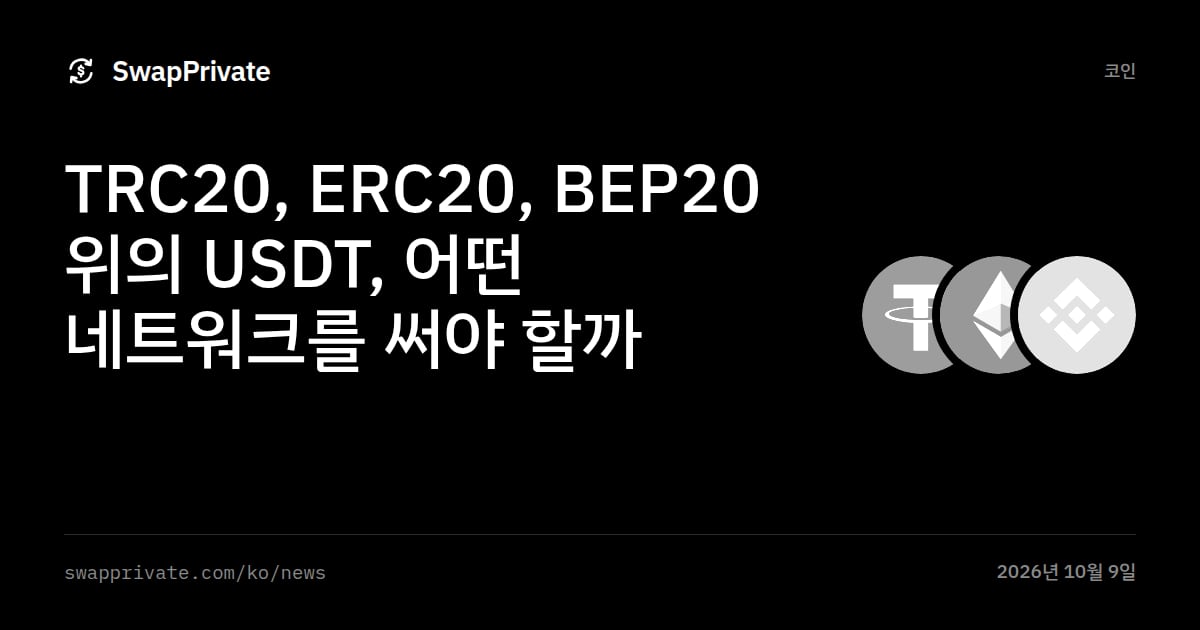 TRC20, ERC20, BEP20 위의 USDT, 어떤 네트워크를 써야 할까