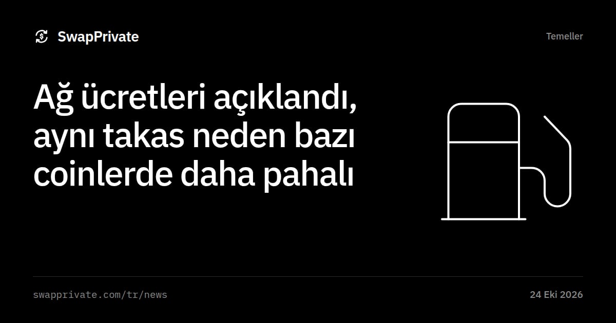 Ağ ücretleri açıklandı, aynı takas neden bazı coinlerde daha pahalı