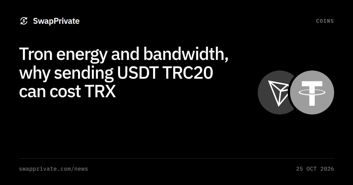 Tron energy and bandwidth, why sending USDT TRC20 can cost TRX